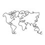 Wallity World Map Escultura de Pared de Metal Negra